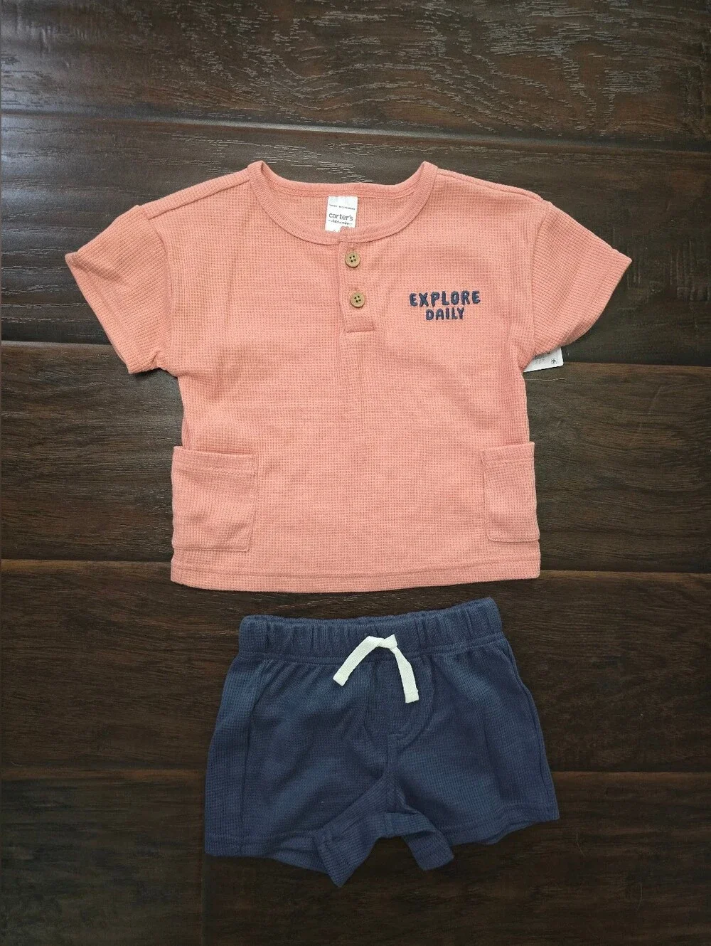 NWT Carter's Baby Boys Explore Daily Waffle Knit Set 6-9M